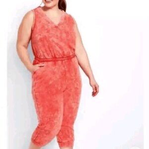 Lane Bryant Jumpsuit Size 14/16 New Fleece Sleeveless Acid Wash Comfort Pockets